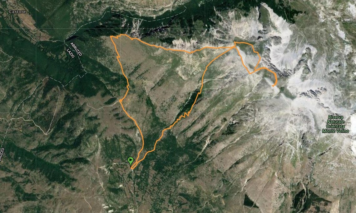 La traccia dell'ascesa di oggi del mio GPS