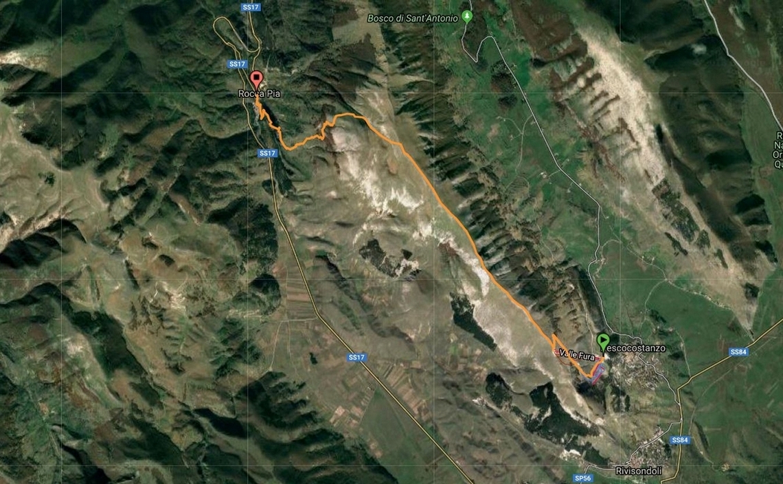 La traversata dal mio GPS da Pescocostanzo a Rocca Pia