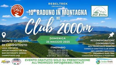 NEWS N.117 IL 10° RADUNO IN MONTAGNA DEL CLUB 2000M con REBELTREK. Evento gratuito patrocinato FEDERTREK.