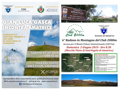 NEWS N.35 1 e 2 Giugno 2019: 2 giorni di grandi eventi con il CAI di Amatrice ed il Club 2000m