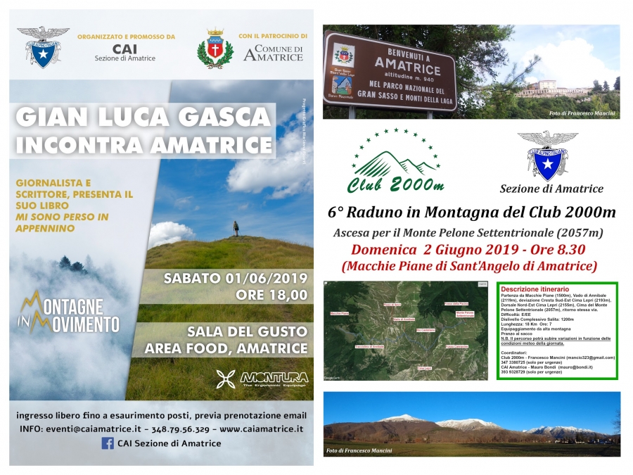 NEWS N.35 1 e 2 Giugno 2019: 2 giorni di grandi eventi con il CAI di Amatrice ed il Club 2000m