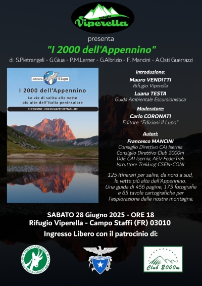 NEWS N.222 Relatore al Rifugio Viperella di Campo Staffi per " I 2000 dell'APPENNINO "