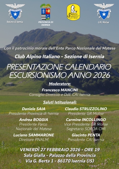 NEWS N.147 Ideatore e Moderatore della presentazione Calendario Escursioni 2026 CAI ISERNIA