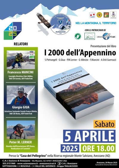 NEWS N.109 Relatore con il CAI di AVEZZANO per la presentazione della guida I 2000 dell'APPENNINO