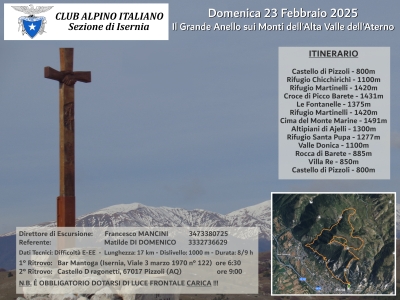 NEWS N. 105 Con il CAI ISERNIA Direzione di Escursione per il grande Anello sui Monti dell'Alta Valle dell'Aterno