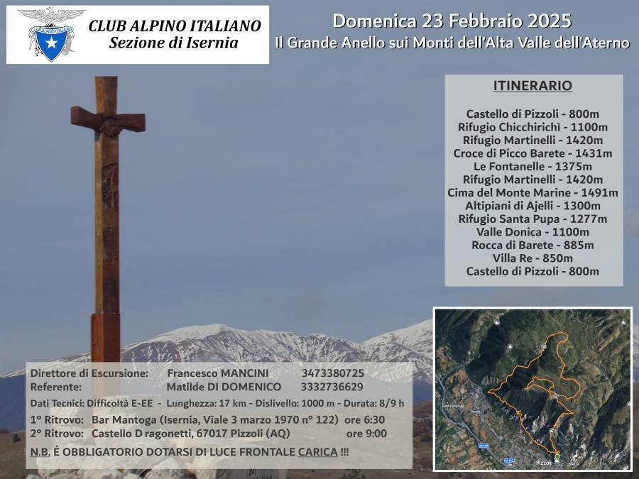 NEWS N. 105 Con il CAI ISERNIA Direzione di Escursione per il grande Anello sui Monti dell'Alta Valle dell'Aterno