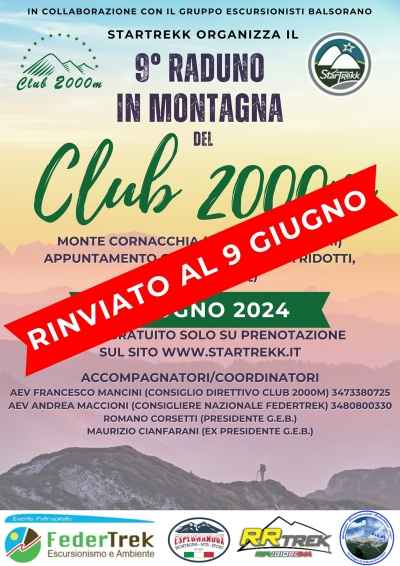 NEWS N.89 Rinvio 9° Raduno in Montagna del Club 2000m