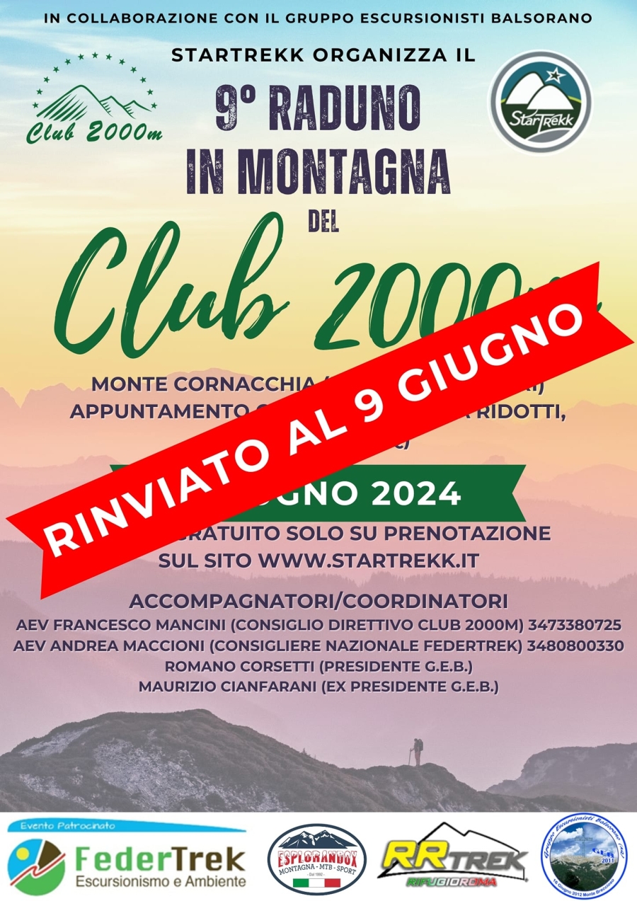 NEWS N.89 Rinvio 9° Raduno in Montagna del Club 2000m