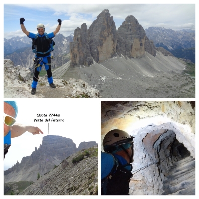 Un giorno da solo sulle Dolomiti con le gallerie e le vie di guerra per l'anello dei 4 Rifugi delle Tre Cime di Lavaredo, la vetta del Paterno sul sentiero delle Forcelle e le loro grandi ferrate