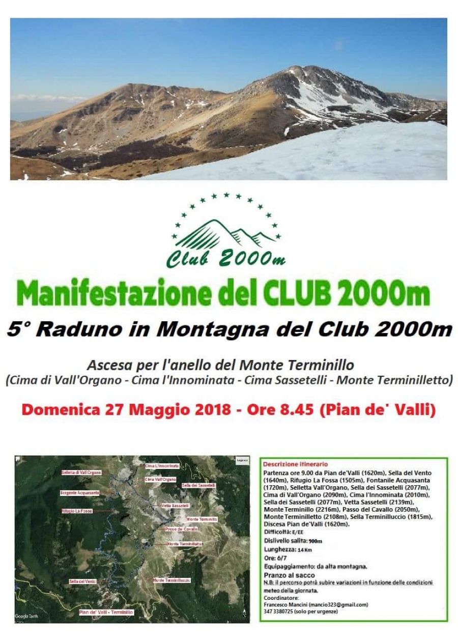 NEWS N.22 Preparativi per il V Raduno in montagna del Club 2000m sul Terminillo
