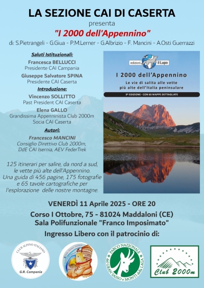 NEWS N.110 Relatore con il CAI di CASERTA per la presentazione de I 2000 dell'APPENNINO