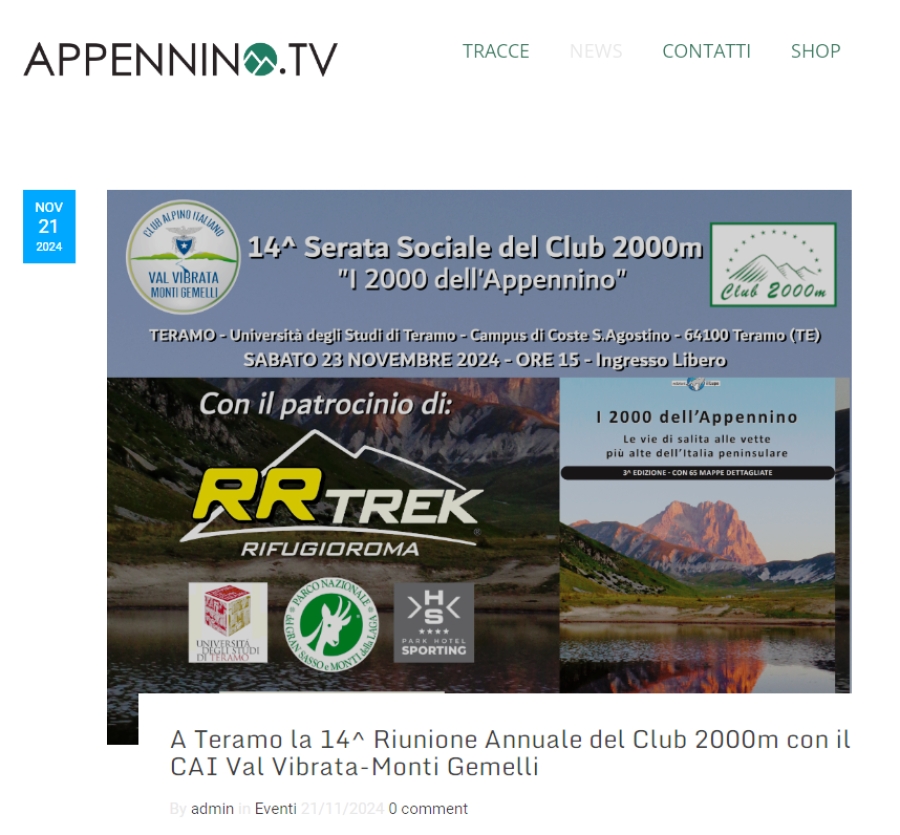 NEWS N. 96 APPENNINO.TV presenta la 14^ Riunione Annuale del Club 2000m con il CAI Val Vibrata-Monti Gemelli