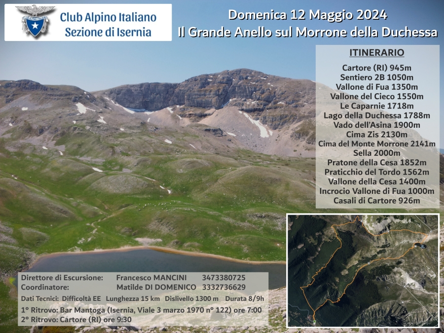 NEWS N. 84 CAI ISERNIA: Direzione di Escursione per l'Anello sul Monte Morrone della Duchessa