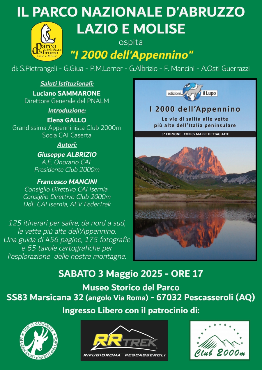 NEWS N.113 Relatore con il PNALM per la presentazione de I 2000 dell'APPENNINO