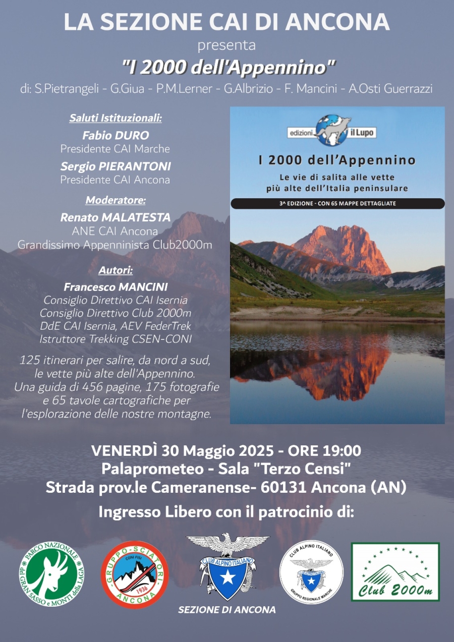 NEWS N.118 Relatore con il CAI di ANCONA per la presentazione de I 2000 dell'APPENNINO