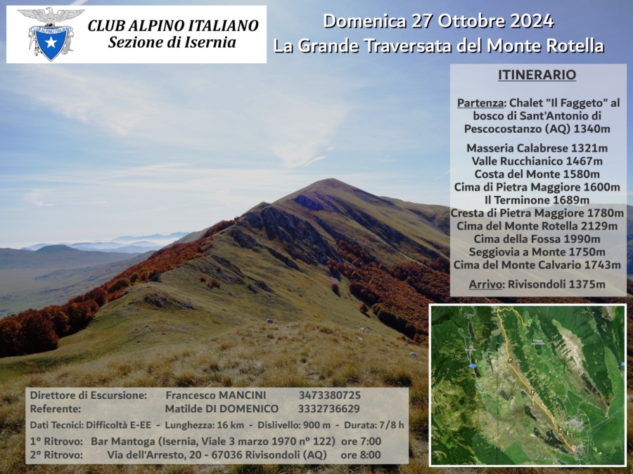 NEWS N. 94 CAI ISERNIA: Direzione di Escursione per la traversata del Monte Rotella