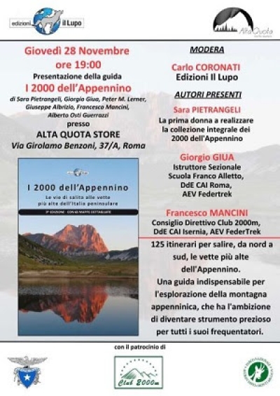 NEWS N. 99 Relatore ad ALTAQUOTA: Seconda presentazione a Roma de I 2000 dell'APPENNINO