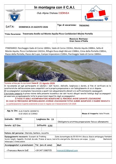 NEWS N.157 Direttore di Escursione per il CAI di Isernia con la traversata-anello sulle creste del Gran Sasso d'Italia